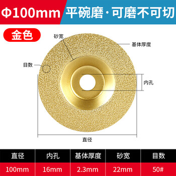 Molite diamond cutting disc marble brazing bowl grinding disc quartz stone ceramic tile edge grinding angle grinder grinding disc dry slicing flat bowl grinding wheel - grindable but not cut (gold) one piece