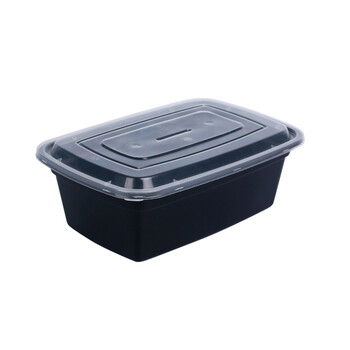 Mrs. zhuang american style 1500ml black 100 sets with lid rectangular disposable lunch box plastic takeaway packaging box ztt-9115b