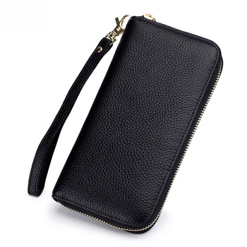 Woodpecker (tucano) light luxury anti-theft brush wallet women's genuine leather long mobile phone clutch bag first layer cowhide fashion wallet large capacity hand black