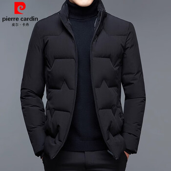 Pierre cardin brand white duck down jacket men's winter short thickened top casual versatile trendy fashion jacket black 185/2xl (155-170 pounds)