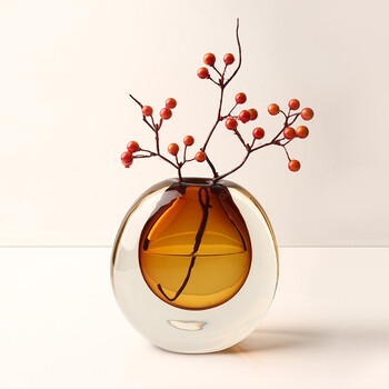 Bhm simple glass vase ornaments creative living room flower arrangement modern light luxury tv cabinet entrance bedroom desktop decoration amber + 1 berry