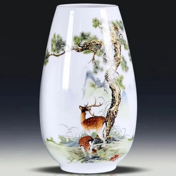 Jingdezhen ceramics rich bamboo vase wine cabinet living room flower arrangement hydroponics chinese home decoration manufacturer fulu shuangquan fu tube