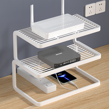 Nifeng router placement rack desktop storage box tv set-top box storage rack bracket small multi-layer white double-layer medium standard model