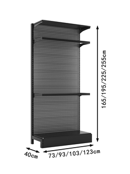 Black hole board wardrobe open rental home bedroom storage metal hole hook widened shelf black 73*40*165*2 board 2 side hanging