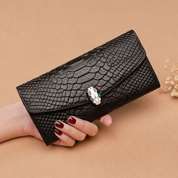 Sephoron fashion genuine leather wallet women's long 2026 new trendy soft cowhide large capacity wallet for mobile phone gift box packaging black