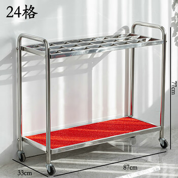 Pusheng stainless steel umbrella stand company hotel lobby commercial umbrella storage rack hanging umbrella stand umbrella bucket floor-standing rain gear storage rack 24 grids