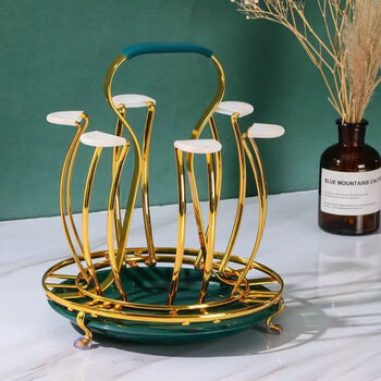 Water cup rack, household rack, glass cup tray, cup rack, upside down rack, mug drain rack, storage rack, drum-shaped cup rack