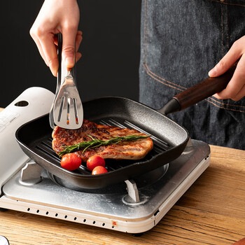 Onlycook steak frying pan breakfast pan uncoated cast iron steak frying pan not easy to stick gas stove induction cooker universal