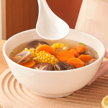Youlaifu soup bowl ceramic white porcelain large large capacity pure white noodle bowl household commercial hotel tableware 8-inch salad bowl
