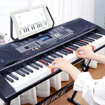 Meirkergr velocity key electronic piano 61 keys adult children beginner smart kindergarten professional multi-function teaching electric piano instrument app smart version + gift pack + z-shaped piano stand + piano bag
