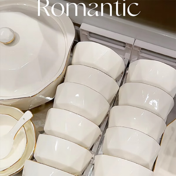 Four companion bowl set for home, modern, simple and light luxury, new tableware, bowls and chopsticks set, nordic housewarming gift box, food for 4 people with diamond pot, gift box, 18 pieces