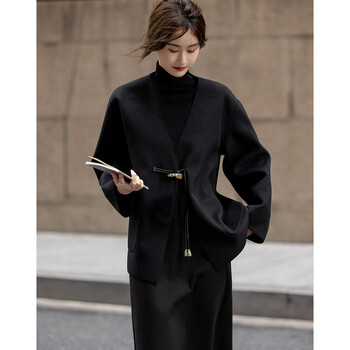 Demana mo yuyunjian winter chinese style new chinese style horn buckle lanyard relaxed a-line easy to match women's jacket