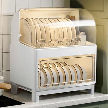 Pinyu extra large dishes storage rack home kitchen double-layer cupboard dishes storage box covered dishes box white