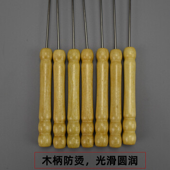 Oiyou stainless steel barbecue skewers wooden handle skewers barbecue tools barbecue needle skewers skewers fork mutton skewers accessories