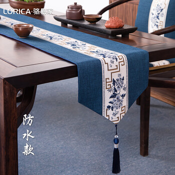 Lorica waterproof table flag chinese zen tea banquet long tea table cloth dining table table cloth tea flag tea table cover customized national color fanghua-blue (waterproof) table flag 33*180cm desktop 1.2-1.4 meters / coffee table 1.3-1.5 meters