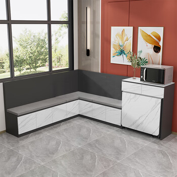 After the hustle and bustle, light luxury restaurant corner deck sofa dining table and chair combination home dining side cabinet storage cabinet integrated cabinet can be customized style 1 2400*2000*990