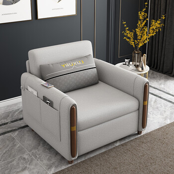 Belconi single sofa bed dual-purpose small apartment folding multi-functional pull-out fabric removable and washable office multi-purpose single bed light gray 1133-37 outer diameter 0.85 meters latex model no storage single seat