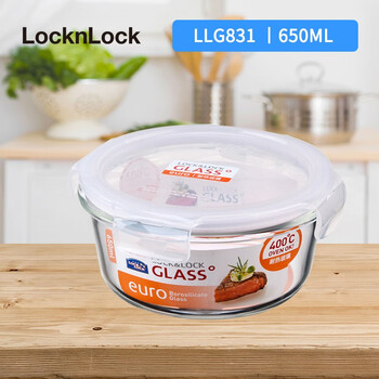 Lock&lock glass heat-resistant glass crisper microwave oven heating refrigerator storage lunch box with rice round llg831 650ml