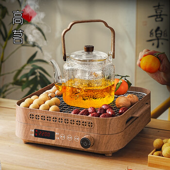 Gao ming's new chinese-style tea-making stove around the stove, a complete set of stove sets, household electric ceramic stoves, tea-making stoves, internet celebrity set, all-around stove + four gentlemen pot 900ml