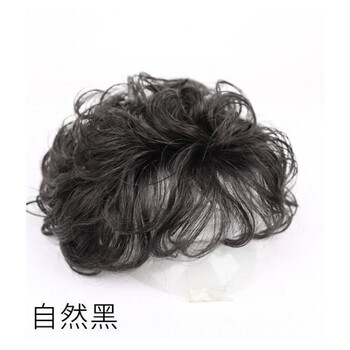Tangni middle-aged and elderly mother wig piece female headgear real hair covering white hair realistic cover head seamless hmy natural black-high temperature wire 15cm