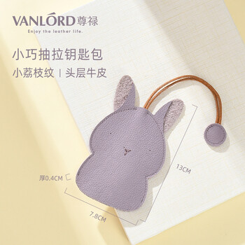 Vanlord key bag for women, simple and cute little mini pull-out cowhide key storage for home cars