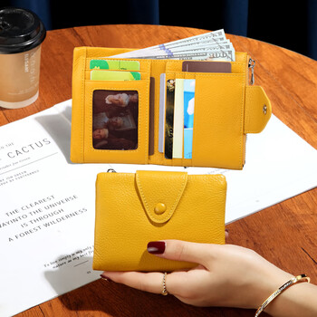 Sefulun (seefulun) high-end soft cowhide short folding wallet for women, versatile 2026 new genuine leather two-fold small ultra-thin large banknote holder yellow-first layer cowhide dc5a561405