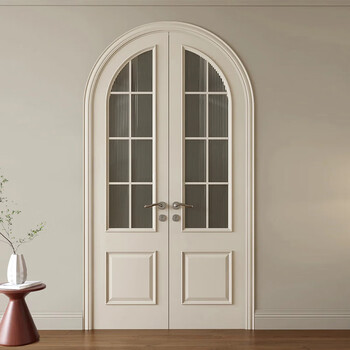Mexueer solid wood painted arc arch double-open wooden door bedroom door interior door room door french retro entry door custom double door color style contact customer service