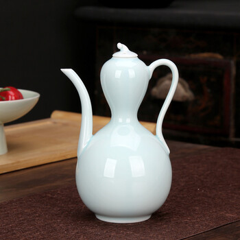 Xiangyan half catty ceramic gourd small hip flask chinese-style household wine divider old-fashioned dehua retro ancient hip flask pink green 250ml