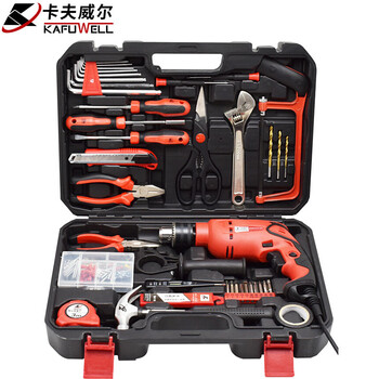 Kraftwell 126-piece hand electric drill tool box set household dual-battery electric screwdriver set hardware tool p3893a 108-piece set 500w13mm electric drill set p2796a