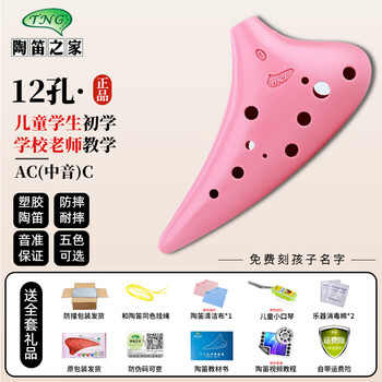 Tng resin ocarina special 12-hole ac tune for primary school students, beginner teaching model plastic 12-hole children's musical instrument sc pink ac alto c+ anti-fall and resistant to falls