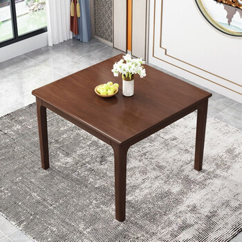 All solid wood dining table square small apartment small square table rental room leisure small tea table modern chinese style home dining table walnut color thickened single table 80x80x75cm