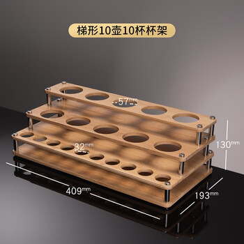 Green apple home liquor rack ornaments creative wine bamboo wooden bracket special wine storage punch display rack step by step 10 pots 10 cups wine rack