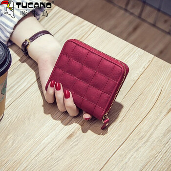 Woodpecker (tucano) wallet women's short style simple mini compact top layer cowhide stacked coin purse niche wallet new style burgundy - material upgrade version