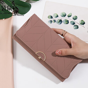 Kangaroo wallet female niche design 2024 new simple folding long wallet small fresh trendy handbag female small bag hand bean paste color