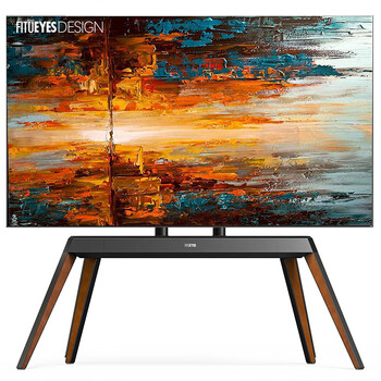 Double small art tv stand floor adapter 55/65/75/85 vertical tv hanger walnut color