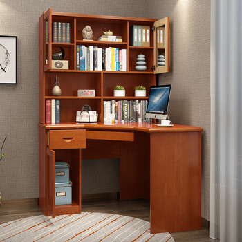 Millennium shengshi solid wood desk and bookcase combination corner chinese style simple modern storage drawer type computer desk home study furniture begonia color single desk
