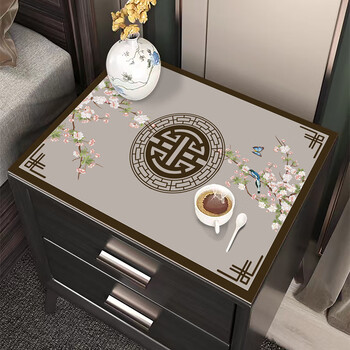 Yimeiyuan new chinese style tablecloth chinese style dustproof cover cloth bedside table mat desktop protection pad waterproof no-wash tablecloth haitangchun/ka/9a 40*50cm
