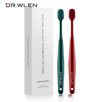 British dr.wlen di wang couple's toothbrush, wide head deep cleaning bbc fine soft bristle adult toothbrush, gum protection 2 pack