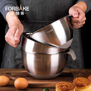 French bakery baking tools 304 stainless steel egg beating basin mixing basin cream egg beating basin with scale deepened and thickened 20cm/fb50150
