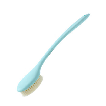 Japanese-style long-handled soft-bristled back scrubbing brush, large and powerful, no-nonsense scrubbing tool, pig hair back bathing brush, blue