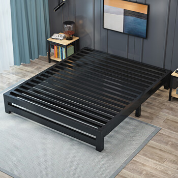 No bedside bed frame backless bed bed frame no bedside iron bed without backrest bare bed without backrest tatami bed frame single frame upgraded and reinforced black encrypted 16 beams 1800mm*1900mm