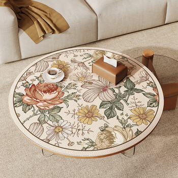 Beautiful as the dawn, american retro small round table tablecloth, round coffee table, waterproof and oil-proof table mat, light luxury, high-end sense, countertop insulation mat, wild young fragrance-sheepskin anti-fouling mat, diameter 40cm