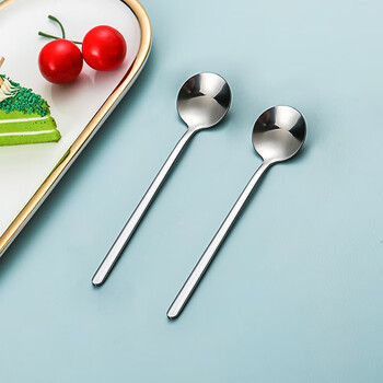 Shi hua 304 stainless steel round spoon 2 pack coffee honey stirring spoon dessert spoon small spoon spoon