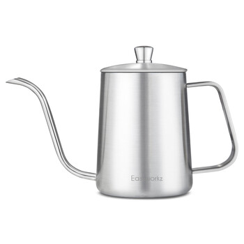 Easyworkz hand-brewed coffee pot with hanging ears 304 stainless steel household long mouth and thin mouth hand-brewed pot set portable brewing pot upgraded model with lid-sand noodles 600ml