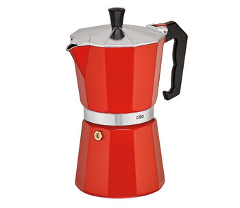 Cilio italian moka pot aluminum stovetop coffee pot manual concentration classic red 6 cups