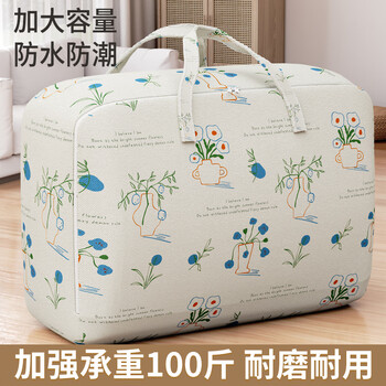 Sivass quilt storage bag clothes quilt moving packing bag large capacity clothes luggage organizing bag dustproof and breathable gray blue summer flower extra large size