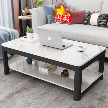 Jie fei coffee table simple modern home living room small apartment rectangular table simple rental tea table tea table black frame + white marble pattern non-main picture 140 length * 80 width * 45 height double layer model