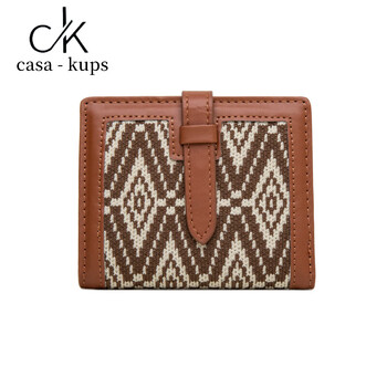 Casa-kups women's bag folding small wallet women's short ultra-thin multi-card slot exquisite high-end niche design ins internet celebrity wallet fair isle brown