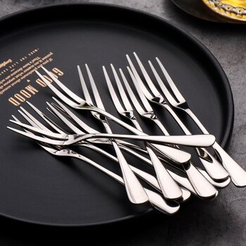 Kawashimaya fruit fork household 304 stainless steel fruit picks and fruit inserts creative cake dessert fork small fork set 304 stainless steel fruit fork (five pieces)