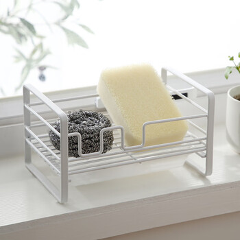 Kitchen sponge drain rack steel wool soap dishcloth sink dishwashing liquid storage rack white*1